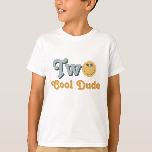 T-shirt Blue Smile Two Cool Dude Boys 2nd Birthday (Devant)