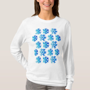 T-shirt Blue Snowflacon Aquarelle Art d'hiver