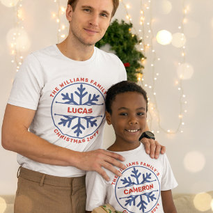 T-shirt Blue Snowflake Famille Noël Année