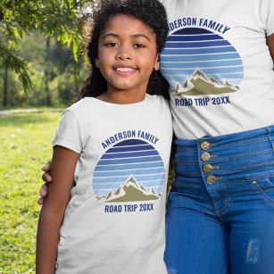 T-shirt Blue Sunset Mountain Custom Family Reunion Kids