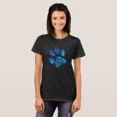 T-shirt Blue teal purple Dog mama and paw print dogs mothe (Devant entier)