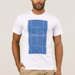 T-shirt Blue Tennis Court Preppy Joueur de tennis moderne<br><div class="desc">Conception classique personnalisée de court de tennis en bleu avec des raquettes de tennis classiques, chic, preppy & élégantes et des balles de tennis vertes. Un cadeau simple et minimaliste pour votre entraîneur de tennis ou votre équipe de tennis. Cadeau personnalisé pour un joueur de tennis. Illustration du terrain de...</div>