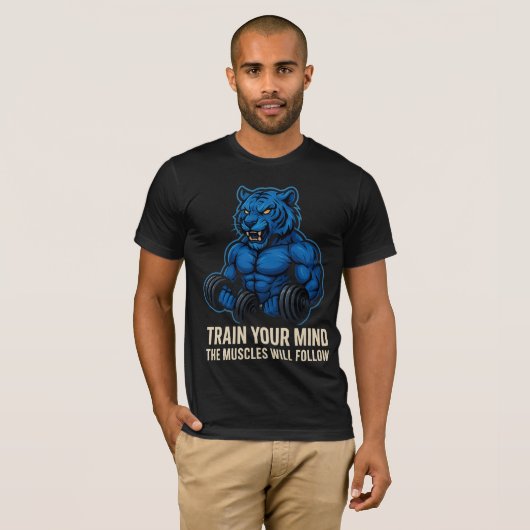 T-shirt Blue Tiger Power | Train Your Mind First (Devant entier)
