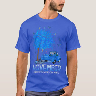 T-shirt Blue Tree Truck Citrouille Novembre Prix du diabèt
