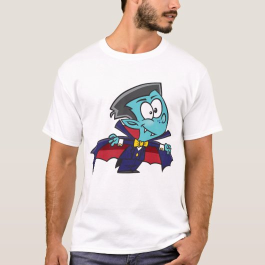 T-shirt Blue Vampire Boy with Cape Cute Dracula (Devant)