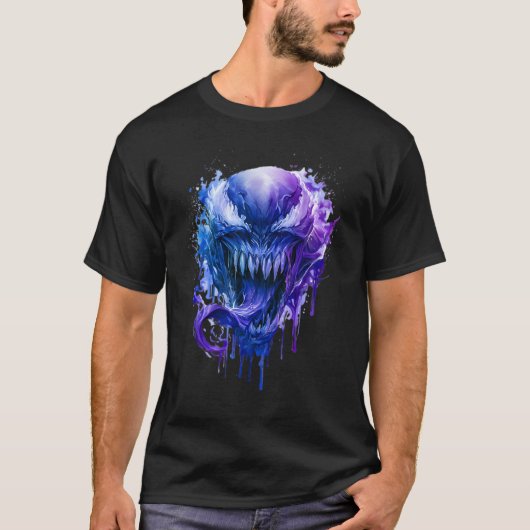 T-Shirt Blue Violet Monstre Alien Éclaboussure (Devant)