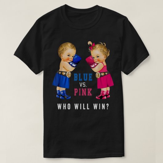 T-shirt Blue vs Pink Boxing Babies Gender Reveal Party T-4 (Design devant)