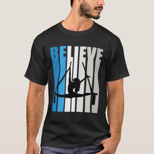 T-shirt Blue Womens Believe Air Dancer Motivational Retro  (Devant)