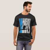 T-shirt Blue Womens Believe Air Dancer Motivational Retro  (Devant entier)
