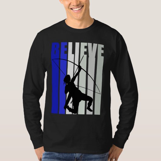 T-shirt Blue Womens Believe Archery Inspirational Archer G (Devant)