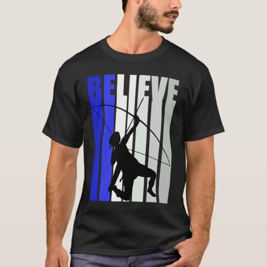 T-shirt Blue Womens Believe Archery Inspirational Archer G (Devant)