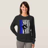 T-shirt Blue Womens Believe Ice Skating Inspirational Squa (Devant entier)