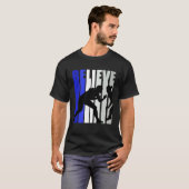 T-shirt Blue Womens Believe Wrestling Inspirational Squad  (Devant entier)