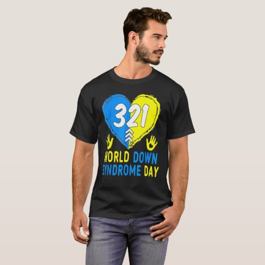 T-shirt Blue Yellow Heart 21 World Down Syndrome Sensibili (Devant entier)