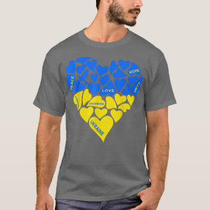 T-shirt Blue Yellow Peace Dove Heart Ukraine Hope Love Ukr