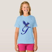 T-shirt Bluebird Elegant Monogram Initiale T  (Devant entier)