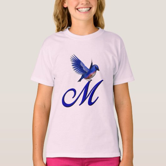 T-shirt Bluebird Elegant Monogramme Initiale M (Devant)