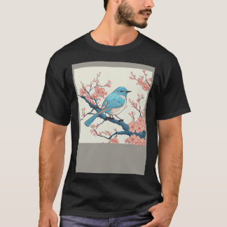 T-shirt Bluebird en floraison sur Sakura Branche Floride F