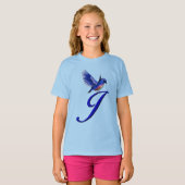 T-shirt Bluebird Monogram Initial J Elegant  (Devant entier)