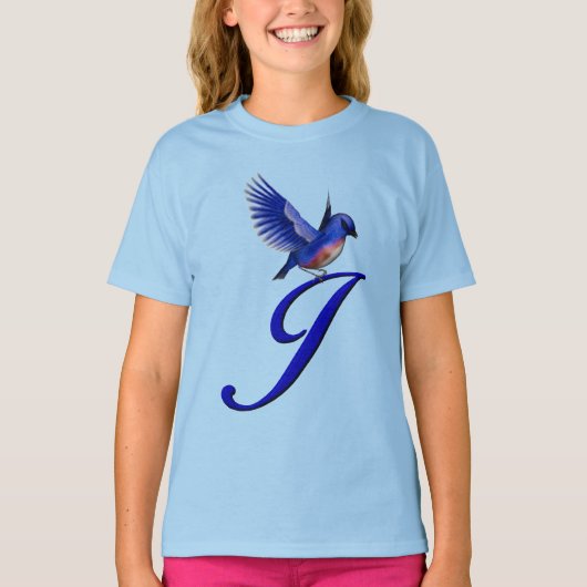 T-shirt Bluebird Monogram Initial J Elegant  (Devant)