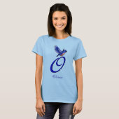 T-shirt Bluebird Monogram Initial O Elegant Personalized (Devant entier)