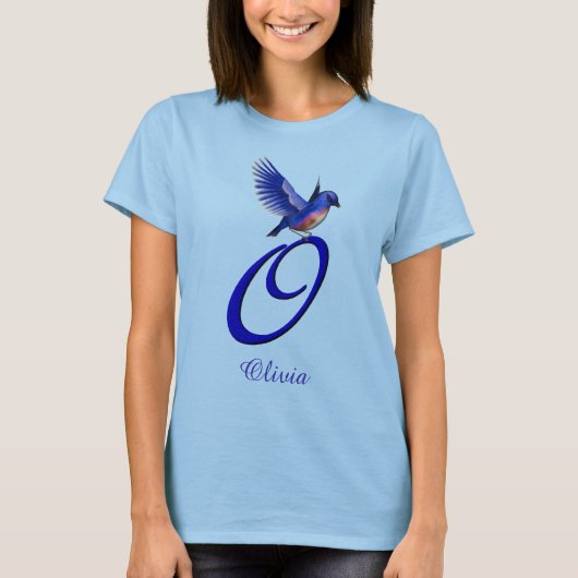 T-shirt Bluebird Monogram Initial O Elegant Personalized (Devant)