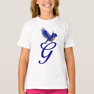 T-shirt Bluebird Monogramme Initiale G Élégant
