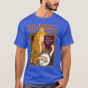 T-shirt Bluegrass Alphonse Mucha Inspiré Banjo Girl