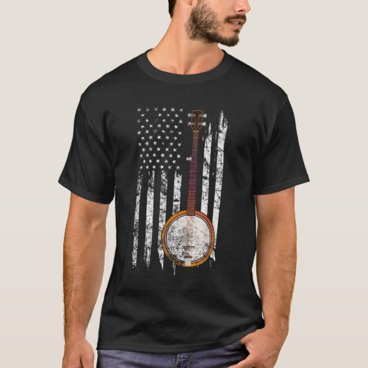 T-shirt Bluegrass Banjo - Drapeau américain (Devant)