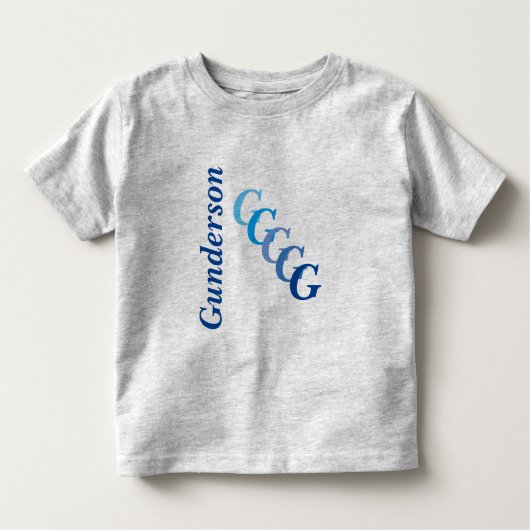 T-Shirt - BlueName en Verspreide Initialen (Voorkant)