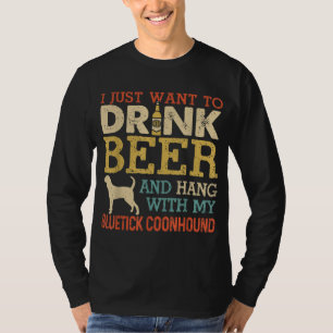 T-shirt Bluetick Coonhound Papa Boit Bière Hang Avec Chien