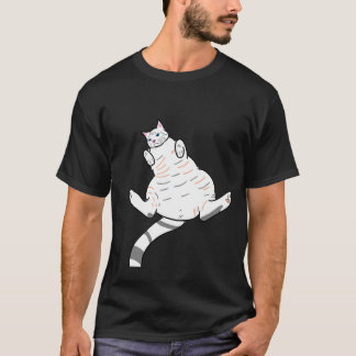 T-shirt Blusa masculina preta gatinho branco