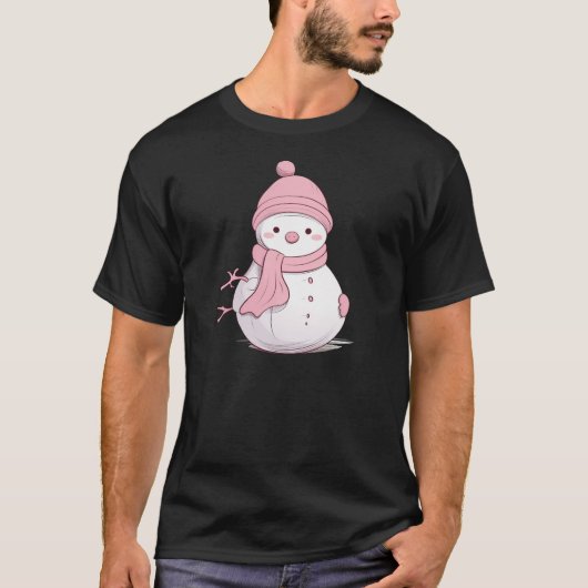 T-shirt Blush Christmas Snowman Art (Devant)