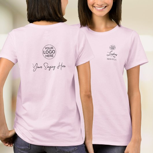 T-shirt Blush Pink Script Logo Lashes Staff
