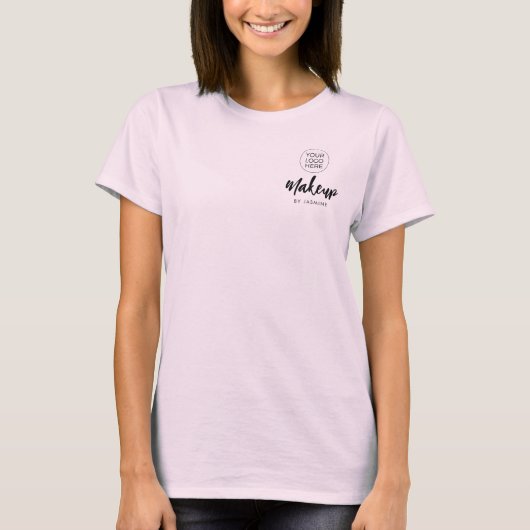 T-shirt Blush Pink Script Logo Makeup Staff (Devant)