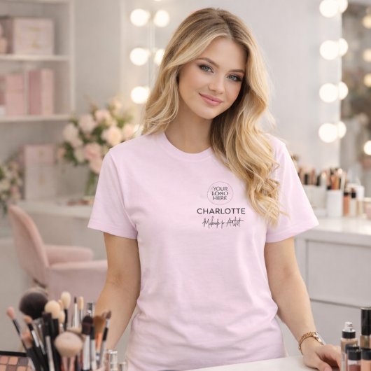 T-shirt Blush Pink Script Logo Makeup Staff 