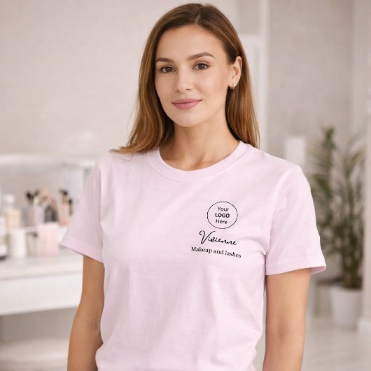 T-shirt Blush Pink Script Logo Makeup Staff