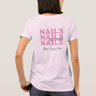 T-shirt Blush Rose Noir Typographie Staff Salon de Manucur