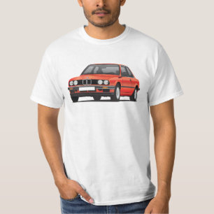 T-shirt BMW E30 (3-series), rouge métallique, illustration