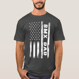T-shirt BMX Papa Bicycle Motocross American Flag Grunge