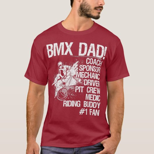 T-shirt Bmx Papa Coach Sponsor Mécanicien Pilote (Devant)