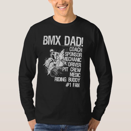 T-shirt Bmx Papa Coach Sponsor Mécanicien Pilote (Devant)