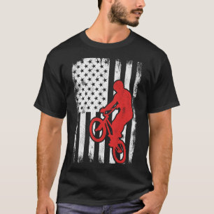 T-shirt BMX USA Drapeau BMX Rider Wheelie Bike