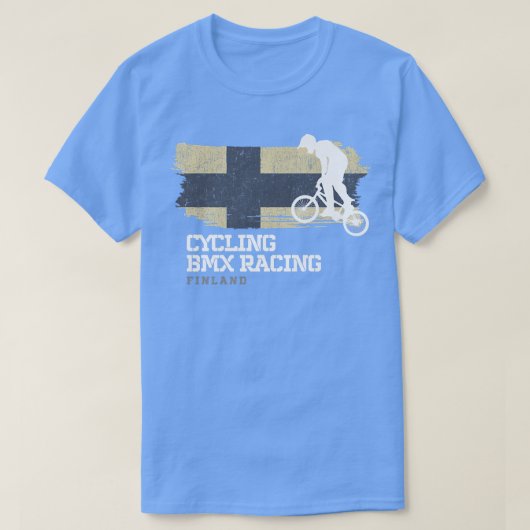 T-shirt BMX Vélo Finlande Drapeau Vélo Course BMX 30 (Design devant)