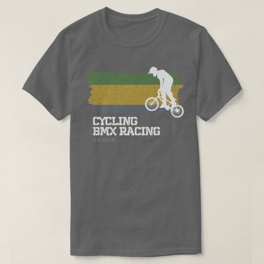T-shirt BMX Vélo Gabon Drapeau Vélo Vélo Course BMX 307 (Design devant)