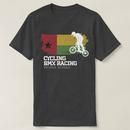 T-shirt BMX Vélo Guinée Bissau Drapeau Vélo vélo Course (Design devant)