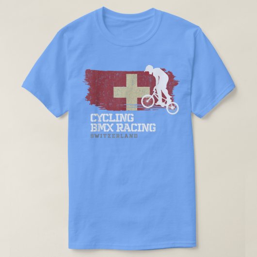 T-shirt BMX Vélo Suisse Drapeau Vélo Vélo Course BM (Design devant)