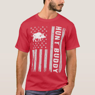 T-shirt Boar Hunt Buddy USA Flag Hog Hung