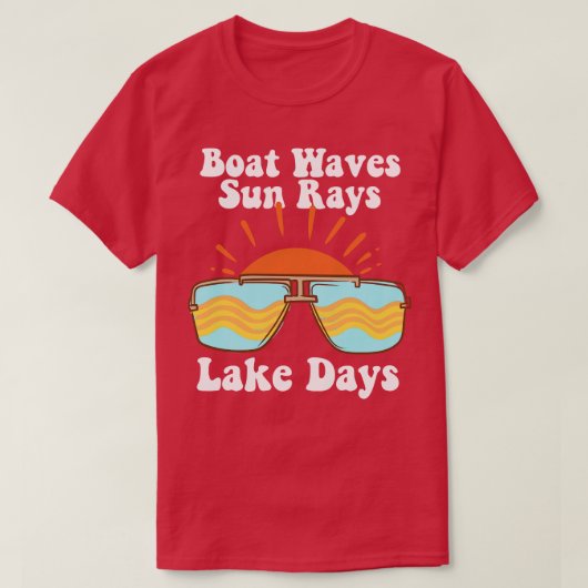 T-shirt Boat Waves Sun Rays Lake Days (Design devant)