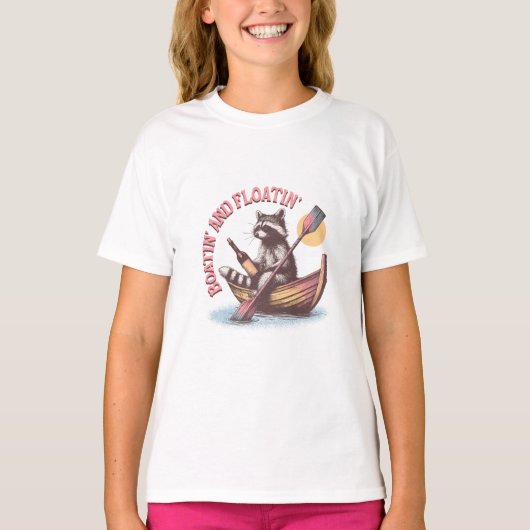T-shirt Boatin-and-floatin' Rtro Funny Raccoon (Devant)